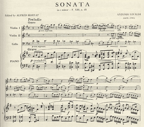 Vivaldi, Antonio: Sonata in e minor F.13#18 (2 violins & piano, cello ad lib)