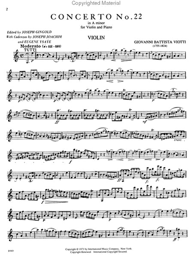 Viotti, G.B. (Gingold): Concerto No. 22 in a minor (violin & piano)