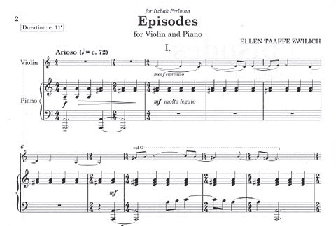 Zwilich, Ellen Taaffe: Episodes (violin & piano)
