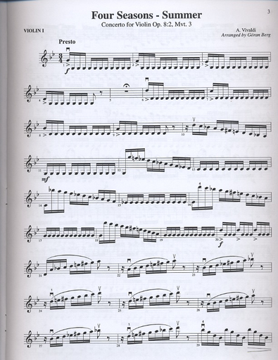Vivaldi (Berg): Violins go Vivaldi (4 Violins & piano) score & parts