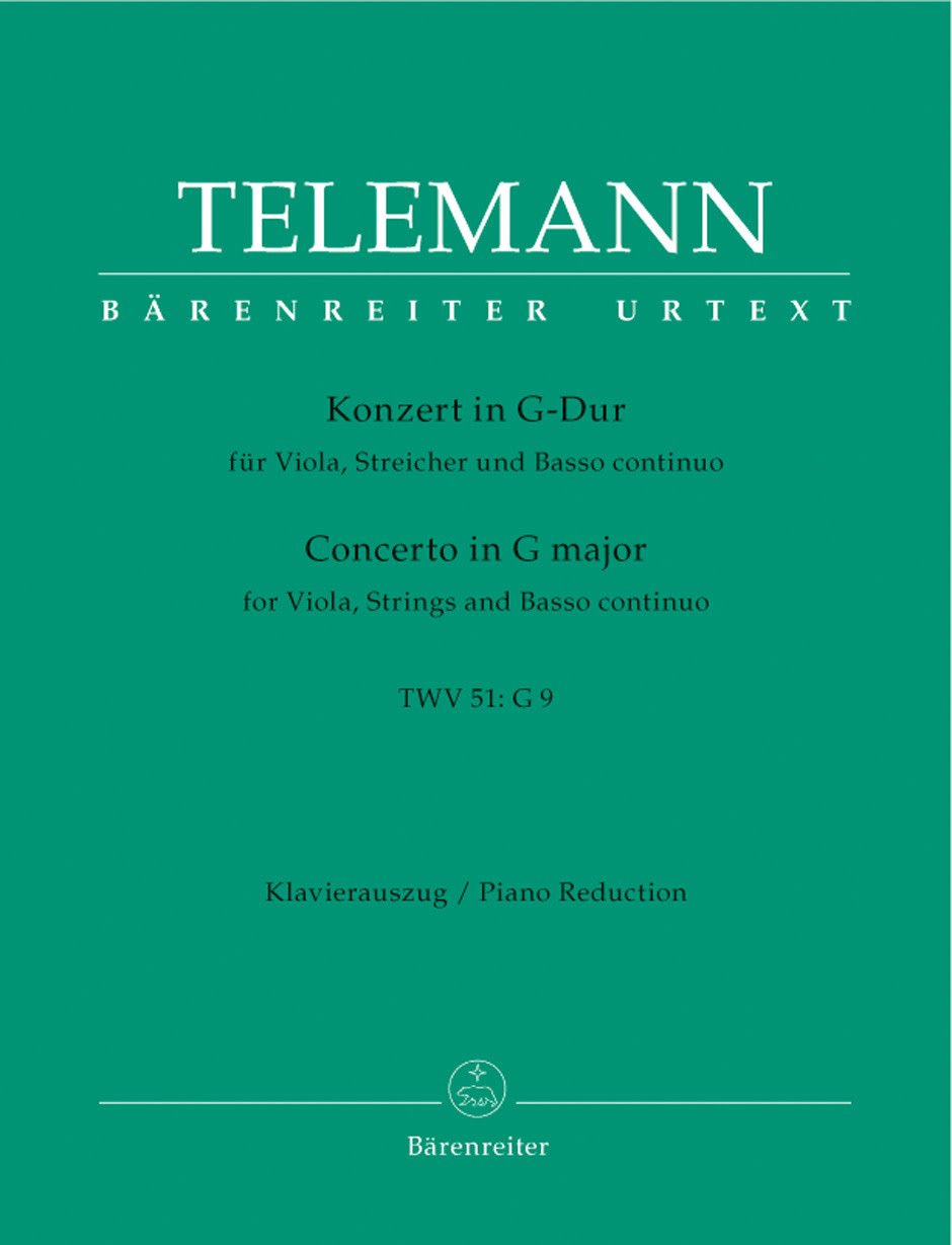 Telemann, G.P. (Hirschmann): Concerto in G Major (viola & piano) Barenreiter