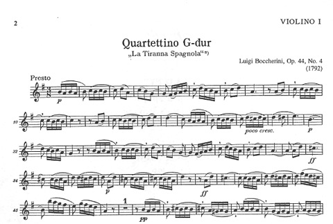 Boccherini, Luigi: String Quartet Op.44 No.4 La Tiranna Spagnola