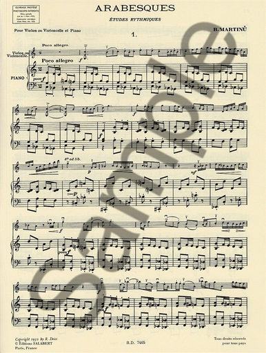 Martinu, Bohuslav: 7 Arabesques (cello & piano)