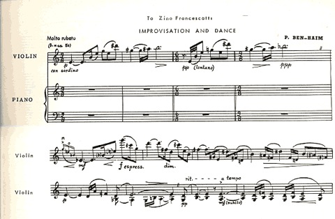Ben-Haim, Paul: Improvisation and Dance (violin & piano)
