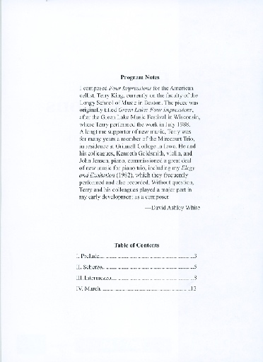 White, David Ashley: Four Impressions for Violoncello Solo (cello)
