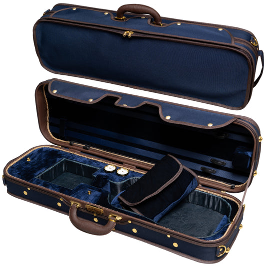 Mika woodshell Oblong violin case, blue/blue