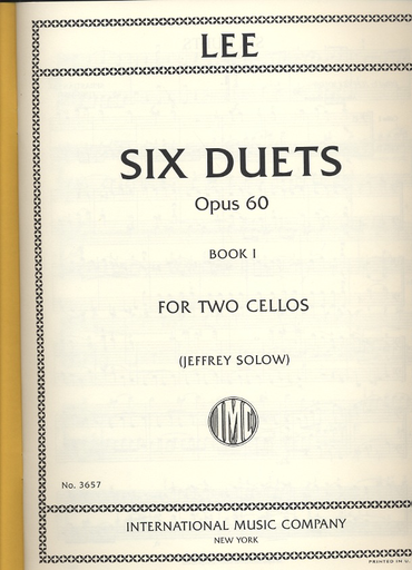 Lee (Solow): 6 Duets Op.60, Vol.1 (2 Cellos)