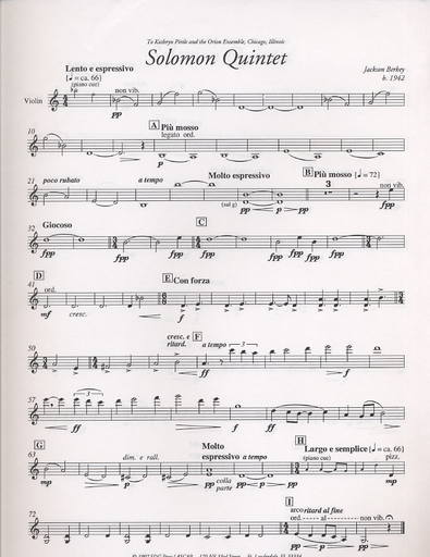 Berkey, Jackson: Solomon Quintet (clarinet, violin, viola, cello, piano)