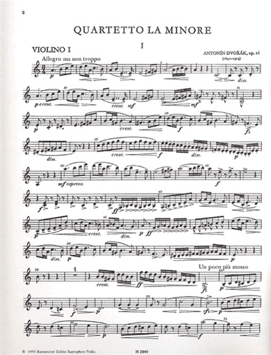Dvorak, Antonin: String Quartet No. 7 in A minor Op. 16, Barenreiter