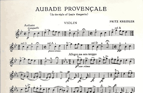 Kreisler: Aubade Provencale Out of Print