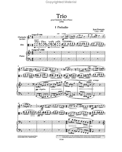 Francaix, J.: Trio (clarinet, viola, and piano)