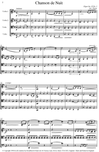 Elgar, Edward (Thorp): Chanson de Nuit (string quartet)