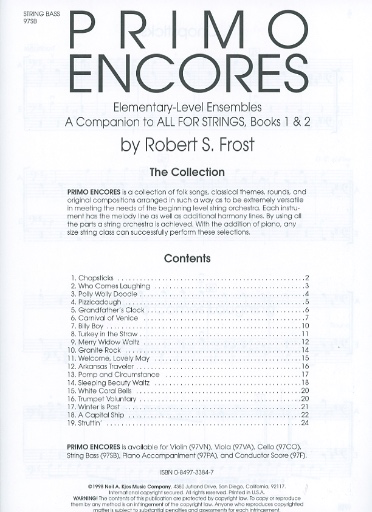 Frost, Robert: Primo Encores (3 basses)