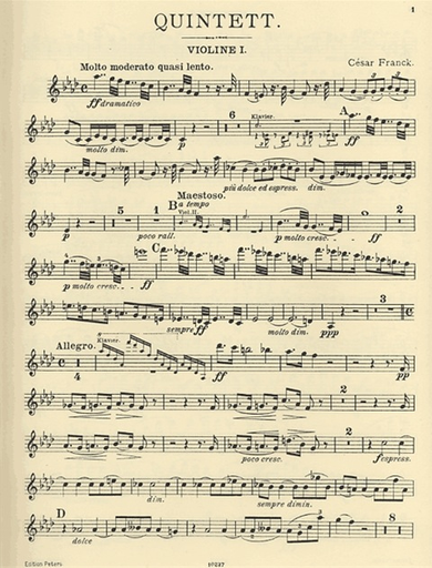 Franck, Cesar: Quintet in F minor (piano, 2 violins, viola, cello)