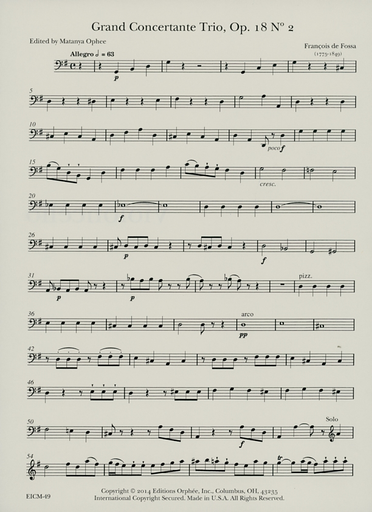 de Fossa, Francois: Grand Concertante Trio Op. 18 No. 2 (guitar, violin and cello) parts