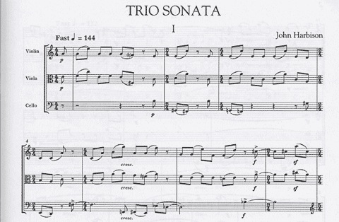 Harbison, John: Trio Sonata (Violin, Viola & Cello) score & parts