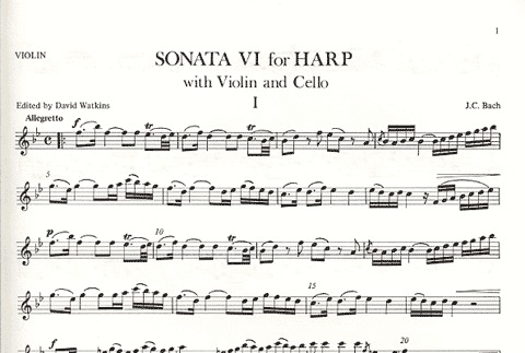Bach, J.C.: Sonata No.6 for Harp, Violin & Cello