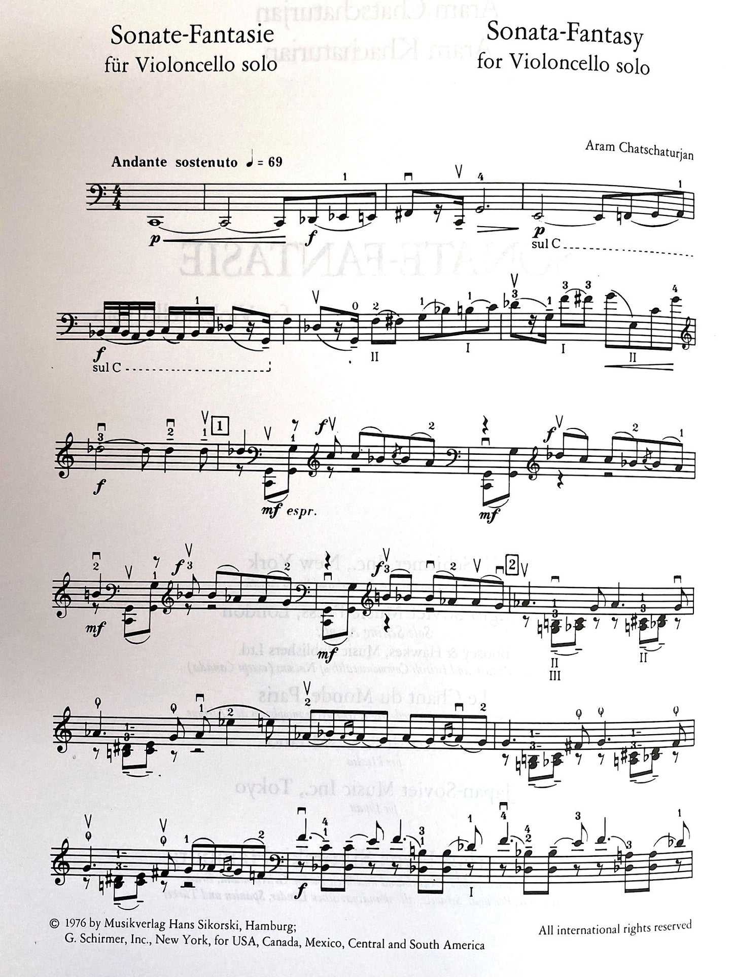 Khachaturian, Aram: Sonata Fantasie (cello solo)
