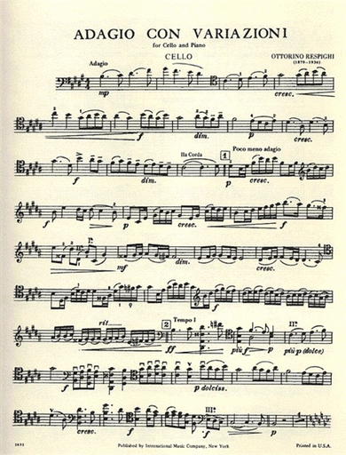 Respighi, O.: Adagio con Variazioni (cello & piano)