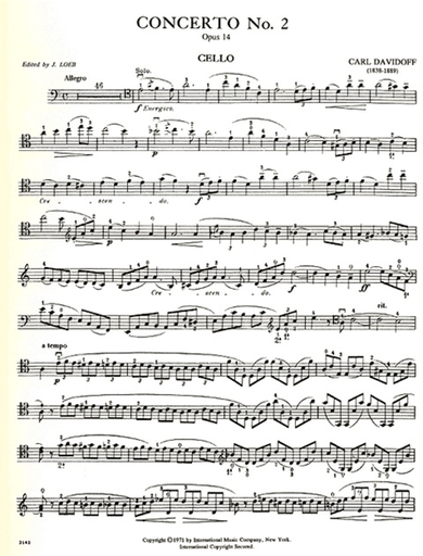Davidov, Carl (Loeb): Concerto No.2 Op.14 in A major (cello & piano)