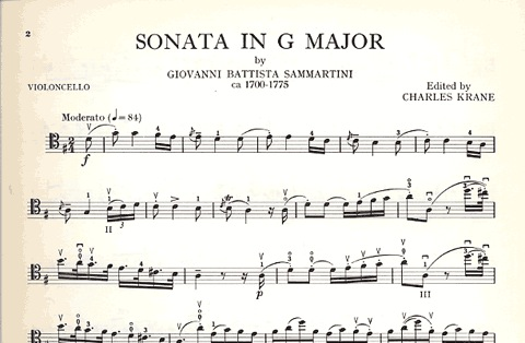 Sammartini, G.B. (Krane): Sonata in G major (cello & piano)