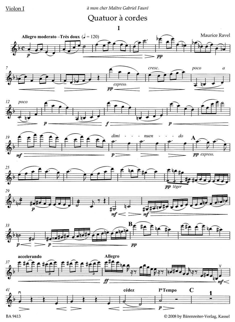 Ravel (Appold): String Quartet - URTEXT (string quartet) Barenreiter