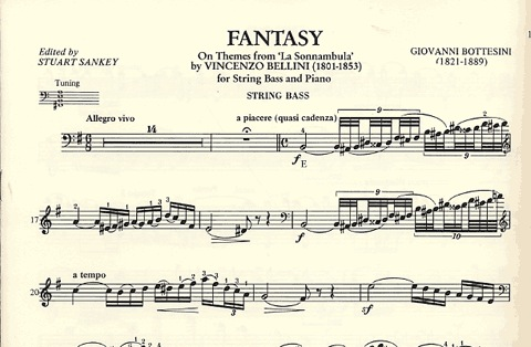 Bottesini, Giovanni (Sankey): Fantasy on Bellini's ''La Sonnambula''(bass & piano)