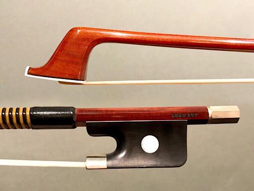 LUAN RUY round Pernambuco cello bow, with half mounted nickel frog, BRAZIL