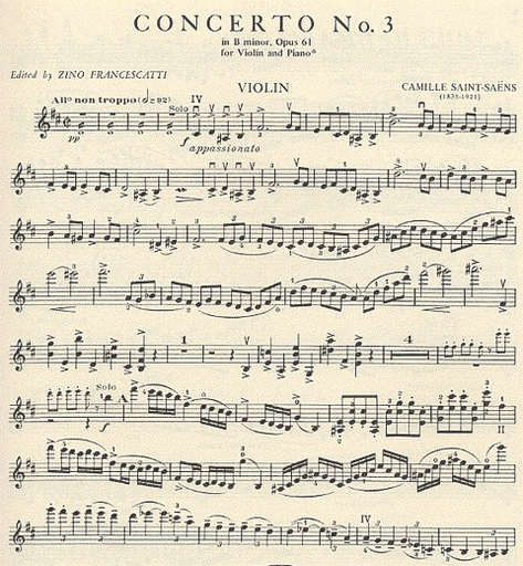 Saint-Saens, Camille (Francescatti): Violin Concerto #3 Op.61 (violin & piano)