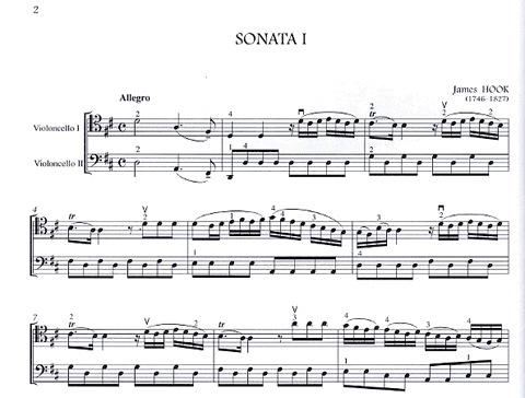 Hook, James: 6 Sonatas for cello & piano or two cellos