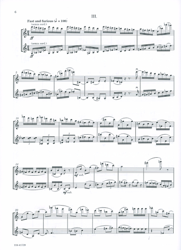 Adler, Samuel: Five Related Miniatures for Two Violins - set of two performance scores