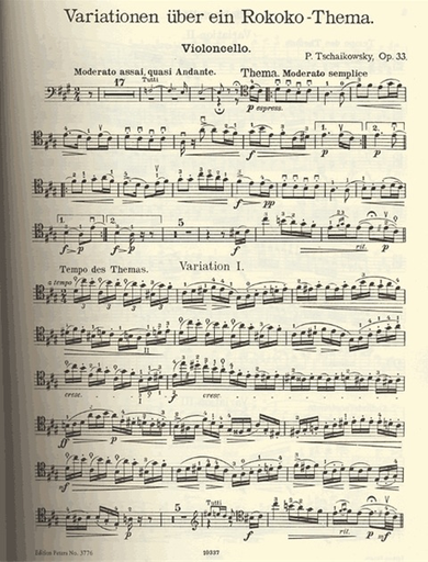 Tchaikovsky (Grummer): Variations on a Rococo Theme, Op.33 (cello & piano)