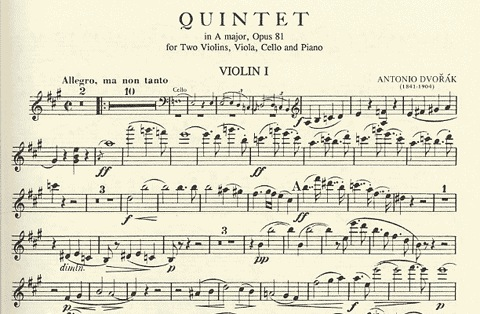 Dvorak, Antonin: Quintet in A major, Op. 81 (2 violins, viola, cello, piano)