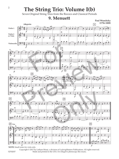 Hockner, W: The String Trio Vol.1b (string trio) Ludwig Masters