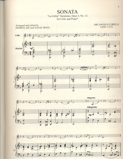 Corelli, Arcangelo: Sonata, La Follia Variations Op. 5 No. 12 (cello & piano)