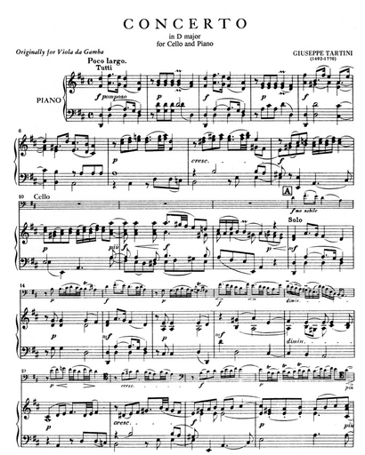 Tartini, Giuseppe: Concerto in D major (cello & piano)