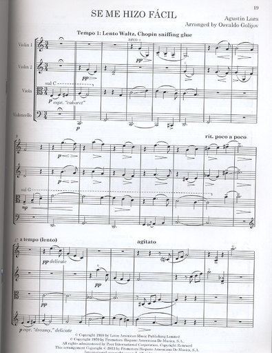 Kronos Collection Vol.2 Arrangements by Osvaldo Golijov for String Quartet--score and parts