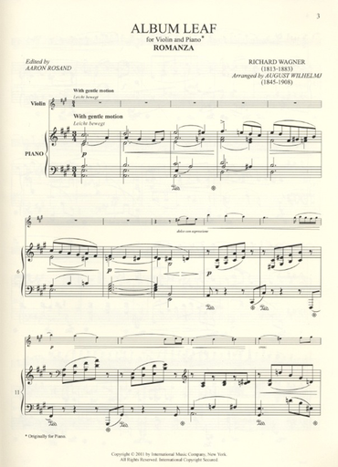 Wagner, Richard (Rosand): Album Leaf Romanza (violin & piano)