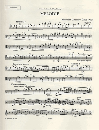 Glazunov, Alexander: Melodie Op.20 No.1 (cello & piano)