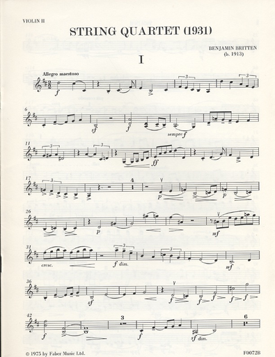 Britten, Benjamin: String Quartet in D major (1931)