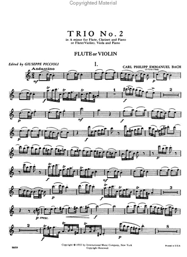 Bach, CPE: Trio No.2 in a minor (violin, viola, piano)(flute, viola, piano)