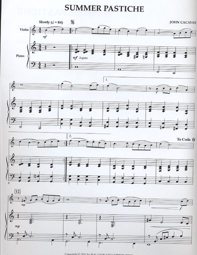 Cacavas, John: Summer Pastiche (violin & piano)