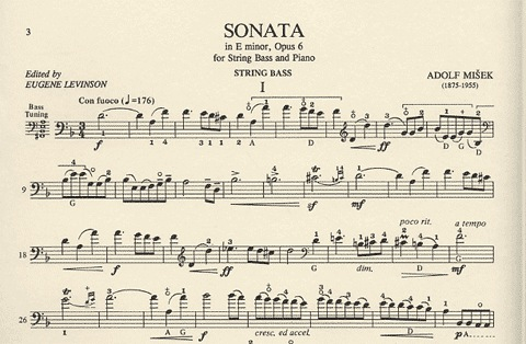 Misek: Sonata in E minor, Op.6 for (bass, piano) IMC