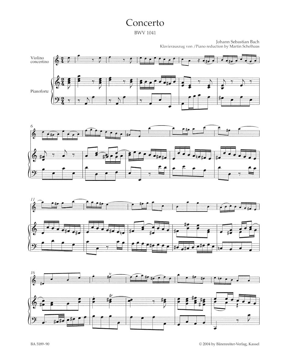 Bach, J.S.: Concerto in A minor BWV 1041 ( violin & piano) Barenreiter