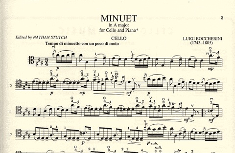 Boccherini, Luigi: Minuet in A major from String Quintet No.11 (cello & piano)