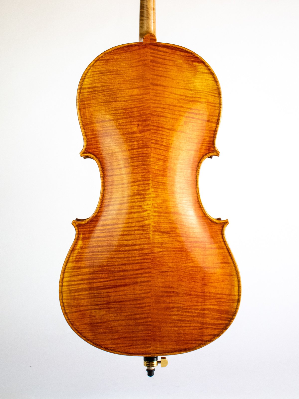 Fine unlabeled 1/4 flamed cello by Great Wall