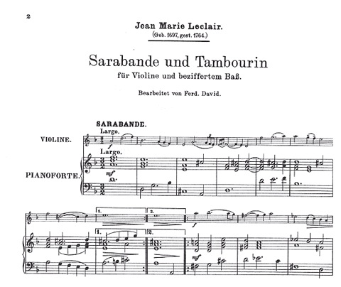 Leclair, Jean-Marie: Sarabande & Tambourin (violin & piano)