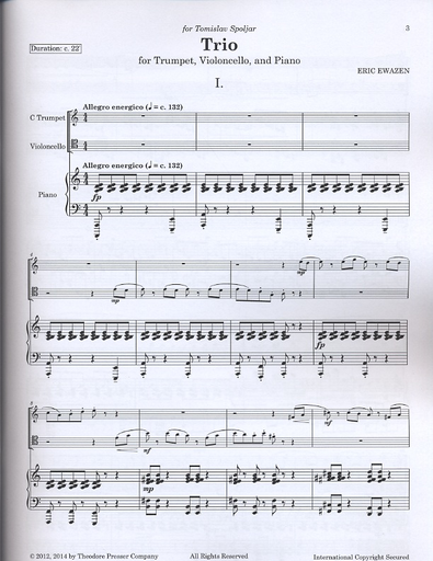 Eweazen, Eric: Trio for Trumpet, Cello & Piano