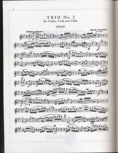 Schubert, Franz: Trio #2 in Bb (violin, Viola, Cello) Out of Print