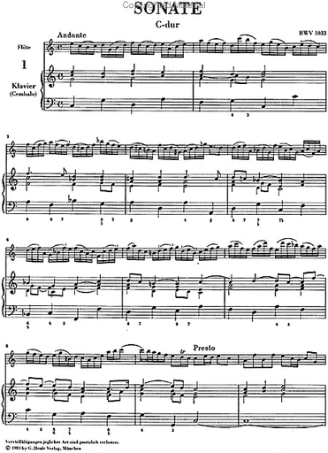 Bach, J.S. (Eppstein, ed.): Flute Sonatas, Vol. 2, urtext (flute, cello, and piano)
